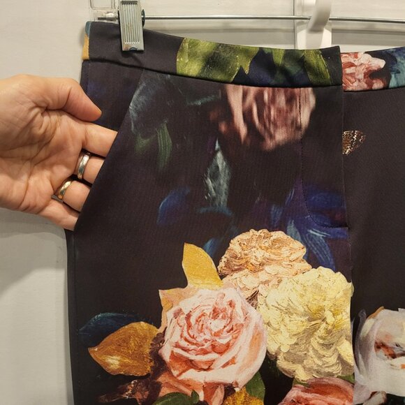 TopShop Floral Pants Spandex Comfort Pockets Size 6 - Picture 3 of 5